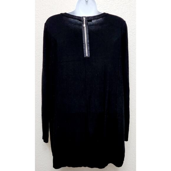 Two Twenty Five Black Cashmere Blend Top Medium Faux Back Zip Lightweight Soft - Picture 4 of 5